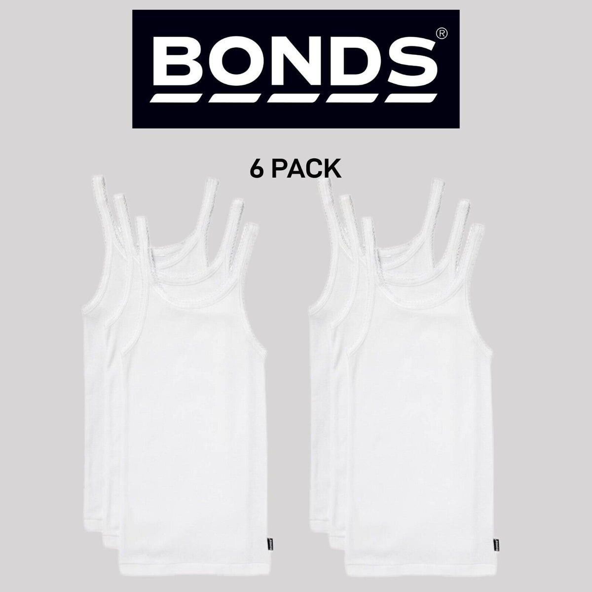 Bonds Girls Teena Singlet Super Soft Cotton Comfortable Top 6 Pack UYG43A