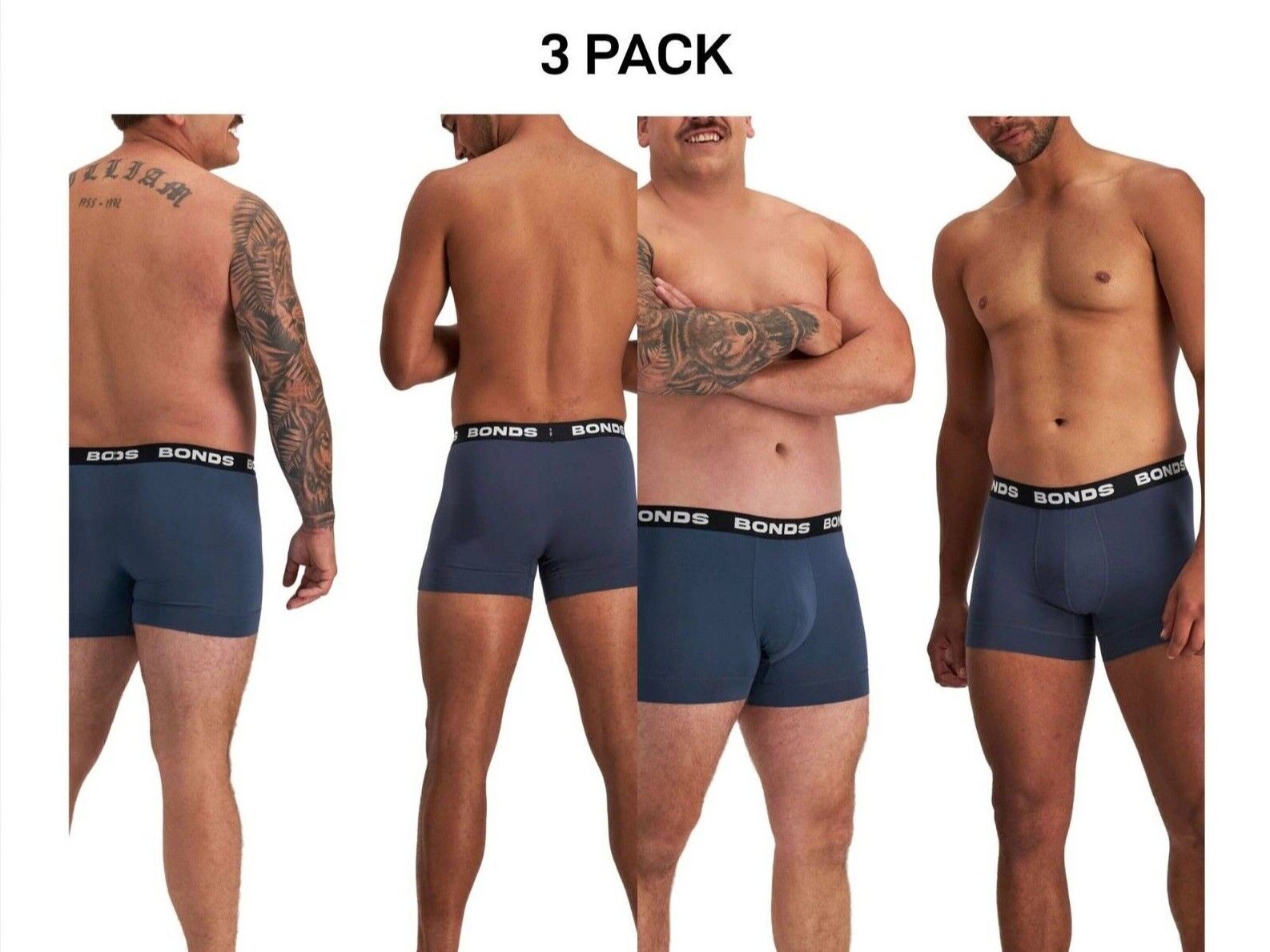 Bonds Mens Total Package Trunk Super Soft Breathable Viscose Bamboo 3 Pack MWKV