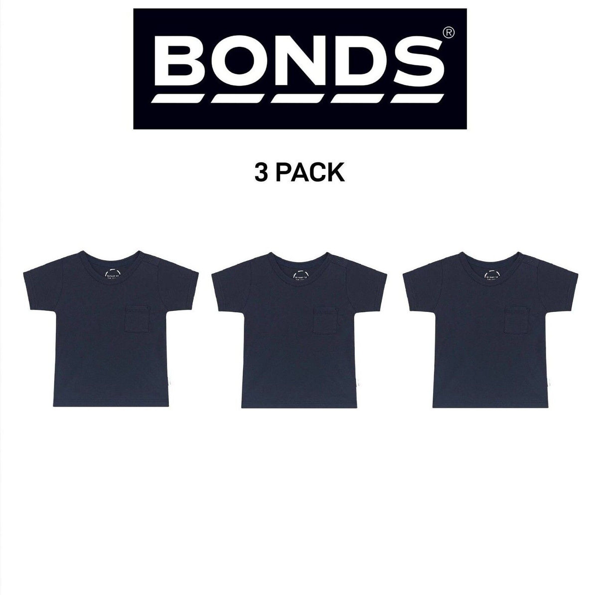 Bonds Baby Short Sleeve Crew Tee Ultimate Lightweight Soft Cotton 3 Pack KVRHA