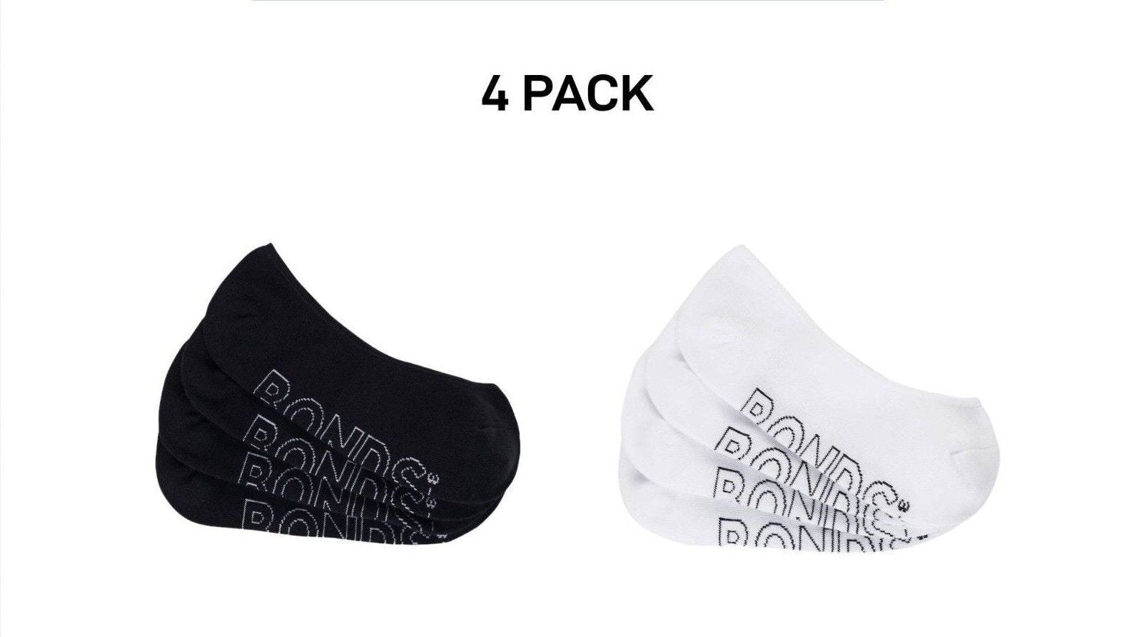 Bonds Womens Lightweight Liner Invisible Socks Comfy Cushioning 4 Pack LXPJ4N