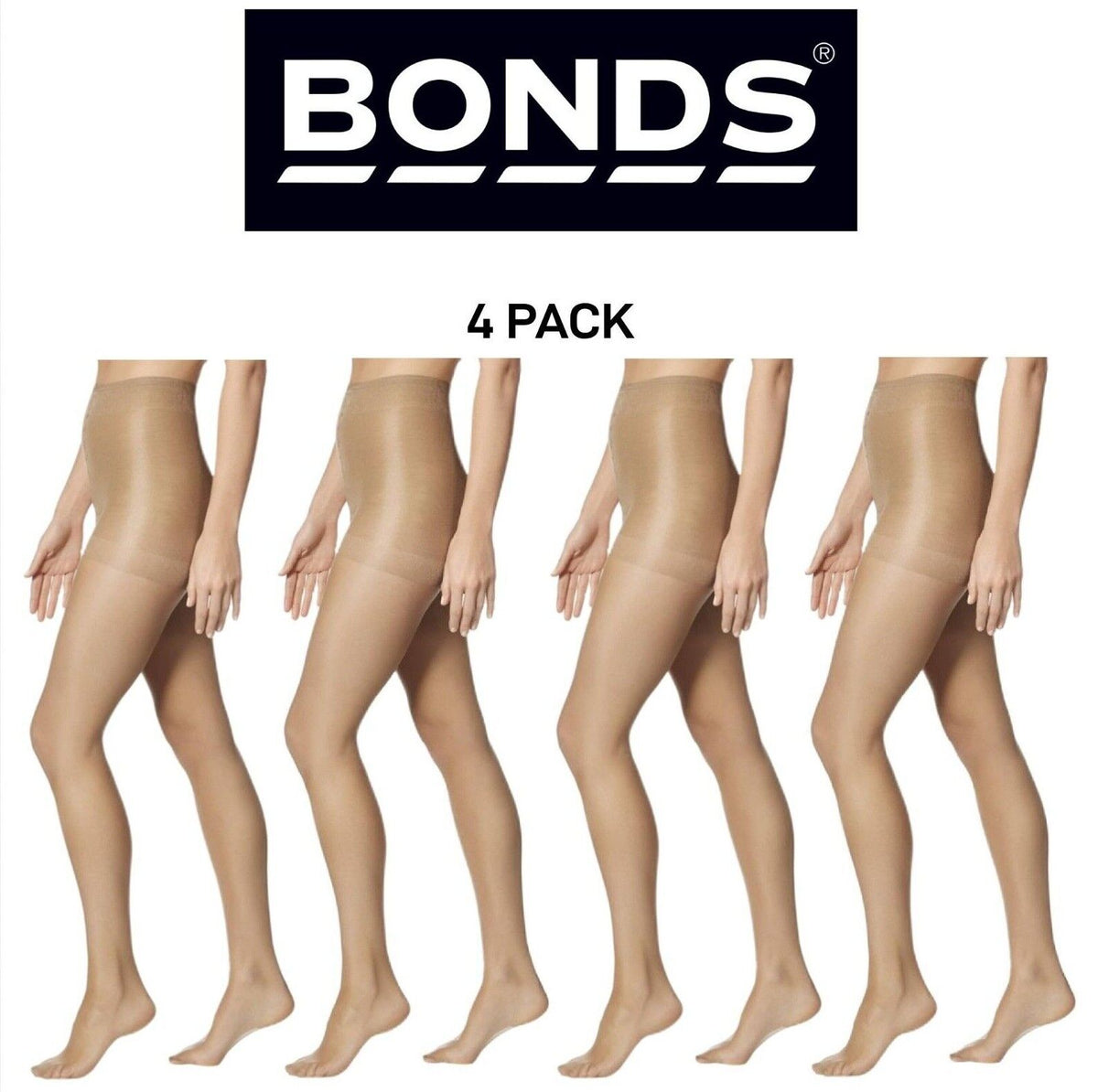 Bonds Womens Sheer Slimming Tights Smoothing Brief to Slim 4 Pack L79605