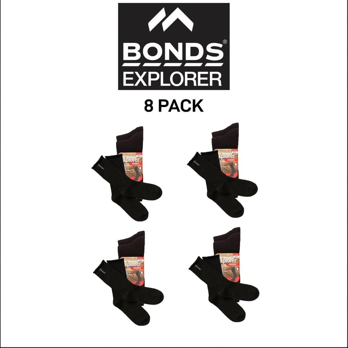 Bonds Explorer Original Breathable Comfortable Socks 8 Pack Ks S11392