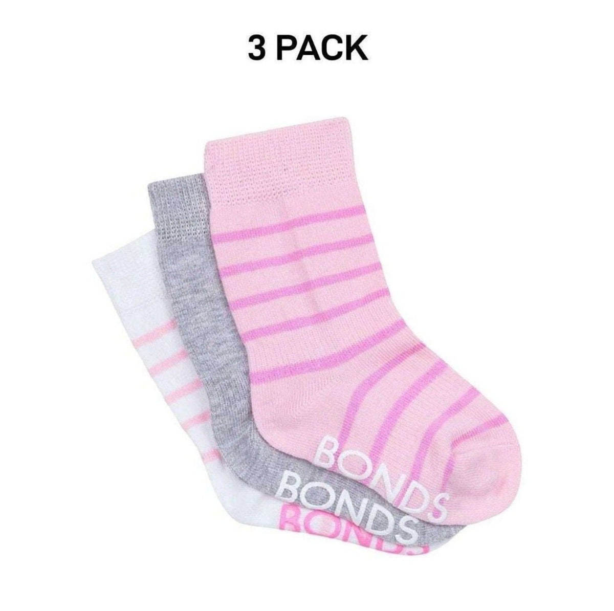 Bonds Baby Stay On Crew Socks with Grippy Soles Breathable Cotton 3 Pack RXQ33N