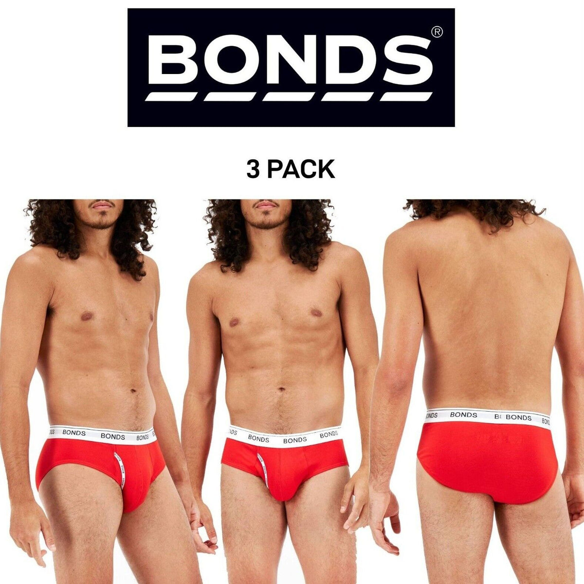 Bonds Mens Guyfront Brief Underwear Classic Comfortable Cotton Blend 3 Pack MZVI