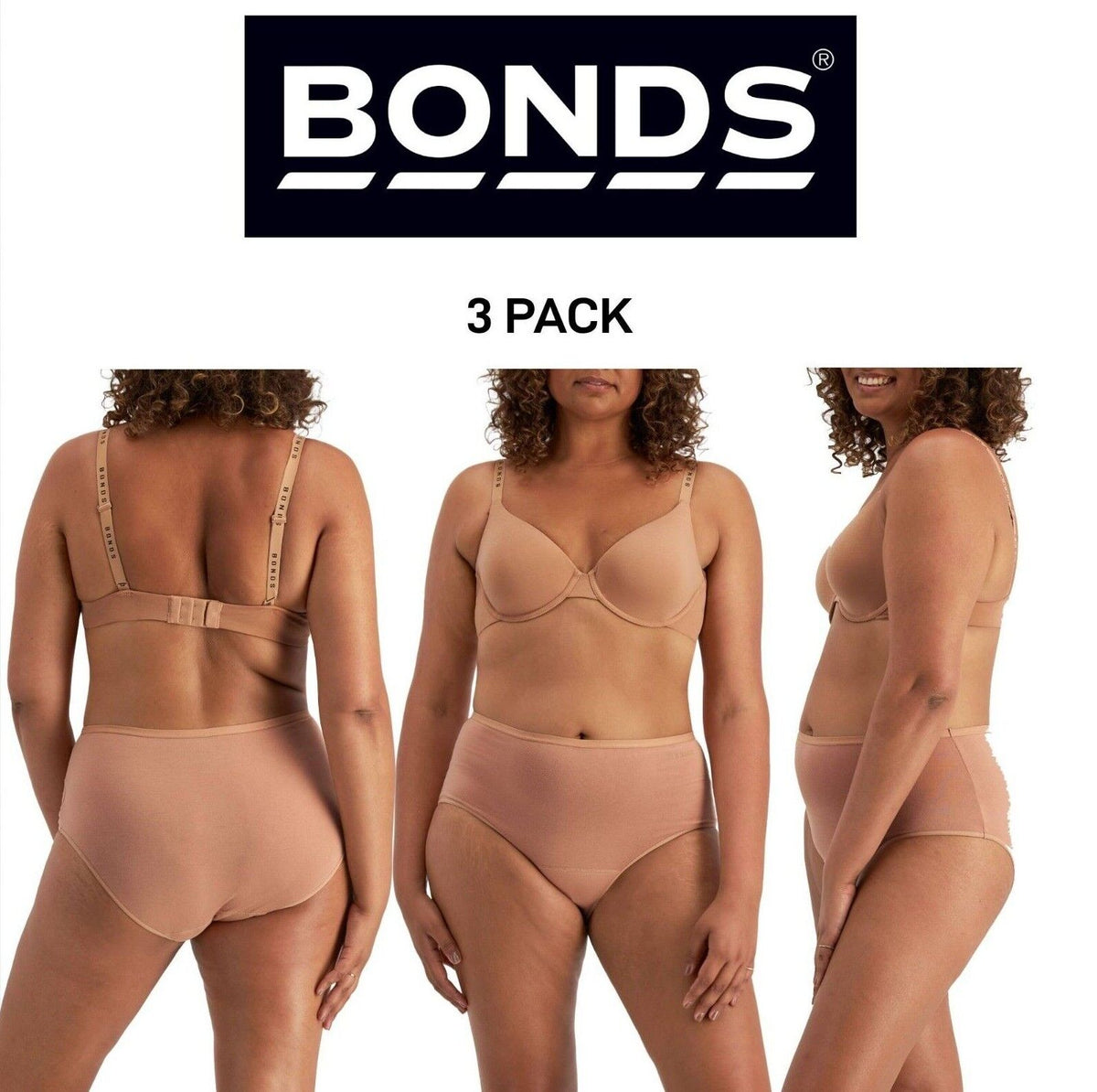 Bonds Womens Damn Dry Full Brief Stay Fresh Soft and Flexible Panty 3 Pack WRR8A