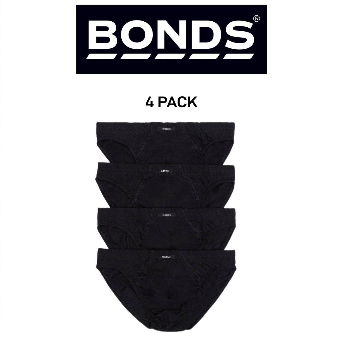 Bonds Mens Action Brief  Soft Cotton and Encased Elastic Comfort 4 Pack M8OS4