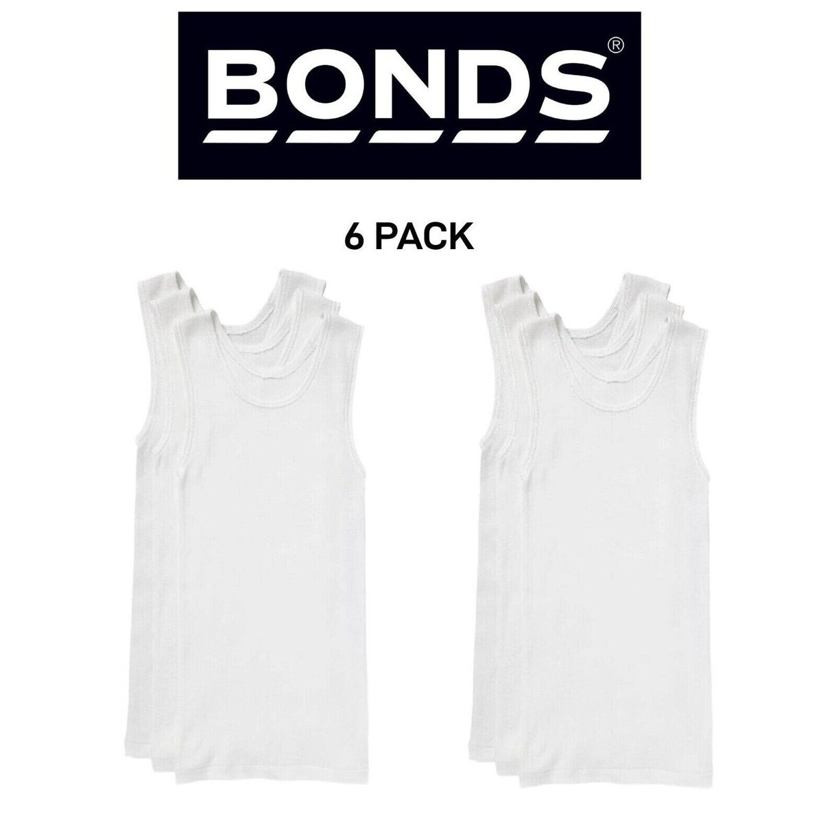 Bonds Boys New Chesty Vest Cotton Singlet Soft Comfort Cotton 6 Pack UYG33A