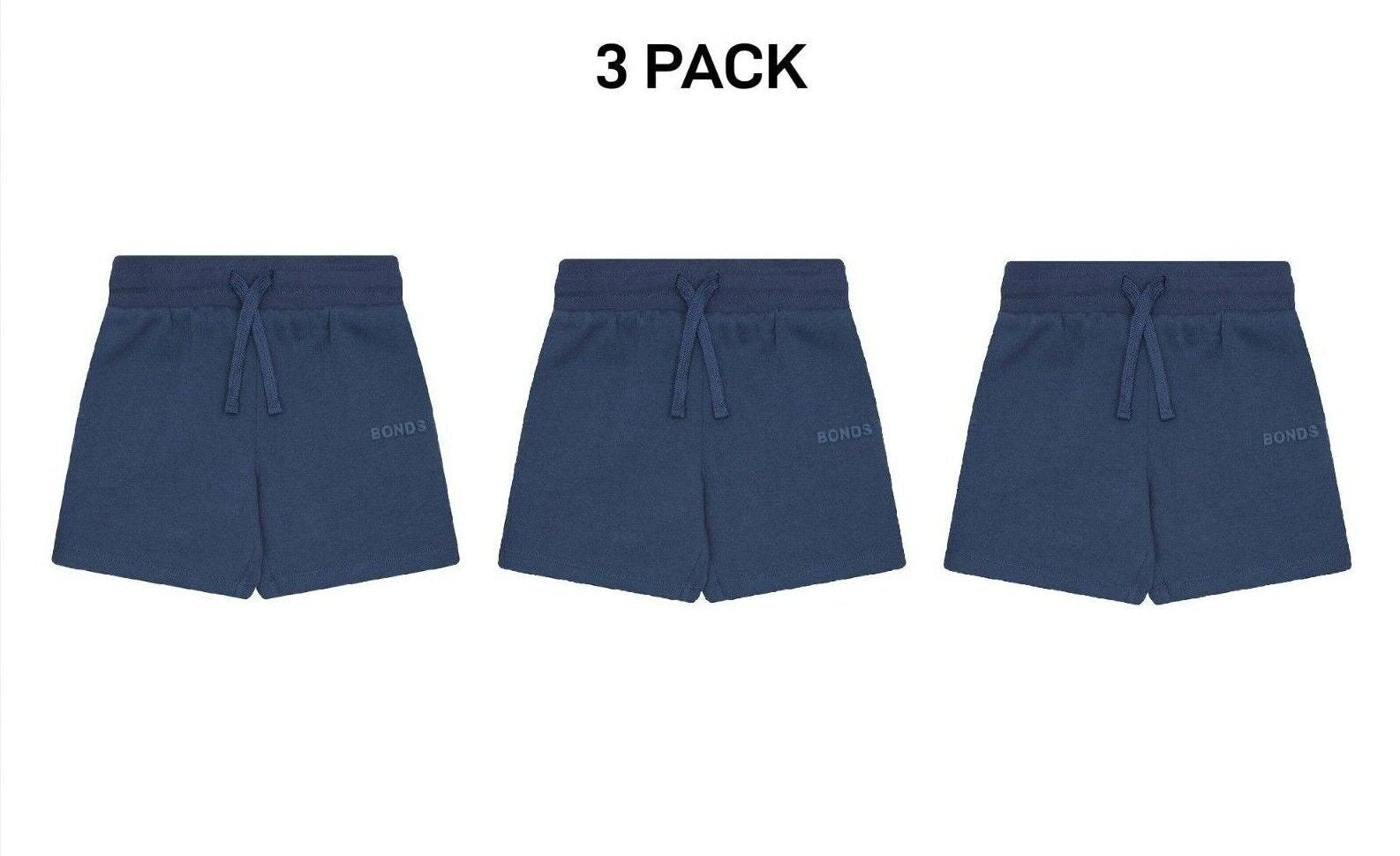 Bonds Kids Tech Sweats Short Lightweight Soft Rib Waistband Sporty 3 Pack KVQPK