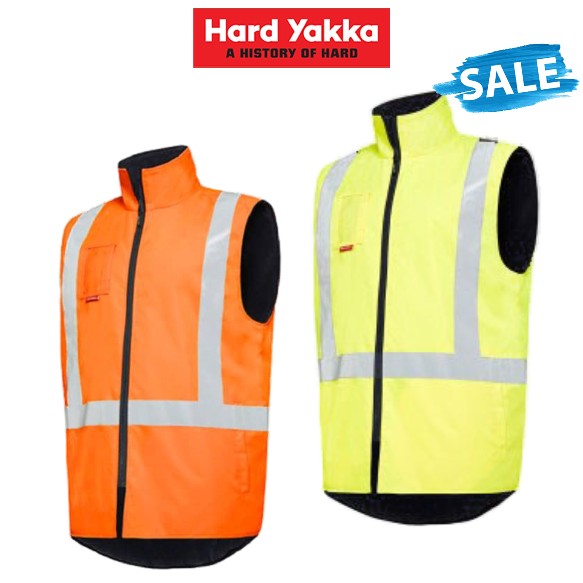 SALE Hard Yakka Hi-Vis Vest Taped Reflect Interchange Shell Work Jacket Y21480