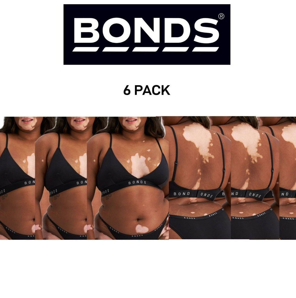Bonds Womens Original Triangle Crop Comfy Flattering Supportive Bra 6 Pack WVGGA
