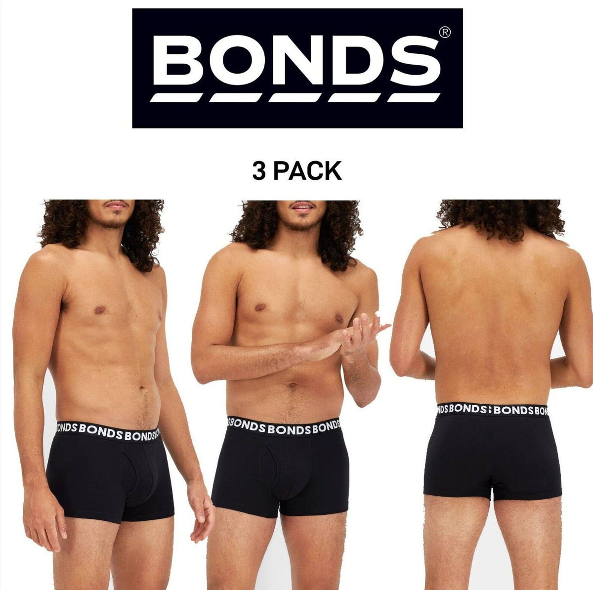 Bonds Mens Everyday Trunks Convenient Double Lined Pouch Underwear 3 Pack MWQ8