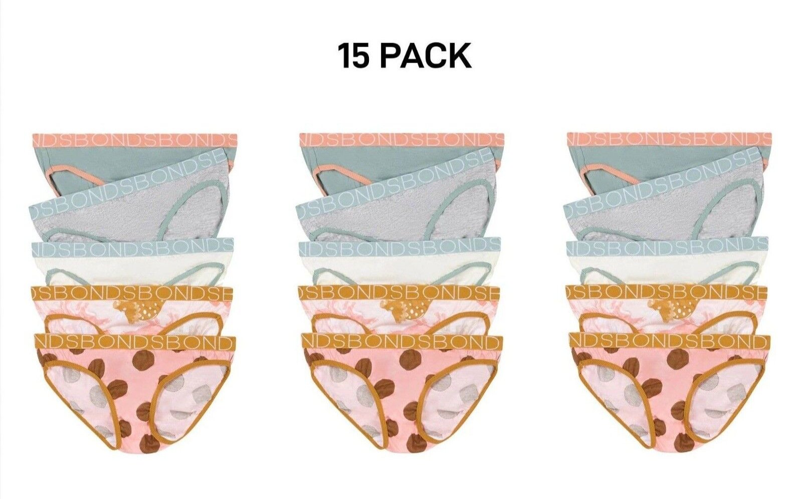 Bonds Girls Bikini Soft and Stretchy Perfect Everyday Coverage 15 Pack UWNV5A