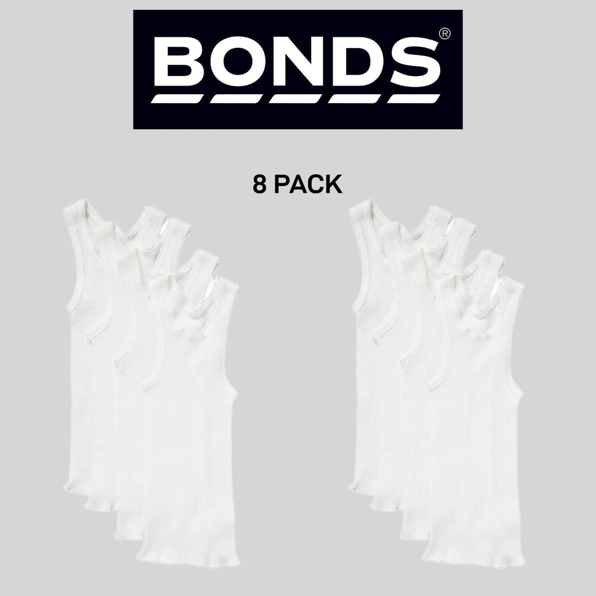 Bonds Baby Ribbed Singlets Vest Comfortable Warmth Side Seamfree 8 Pack BYLV
