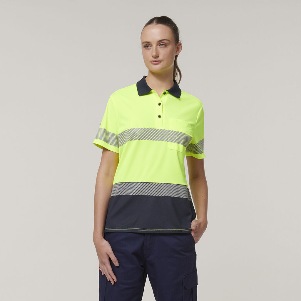 Hard Yakka Womens Safety Work Short Sleeve HI VIS Taped Polo Y08602-Collins Clothing Co