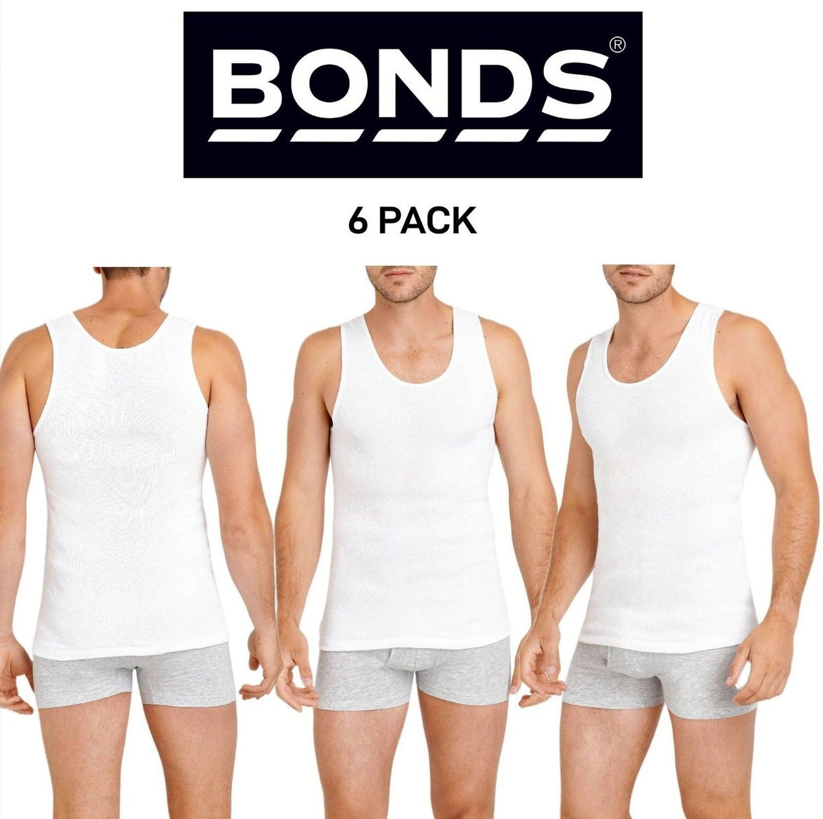 Bonds Mens Chesty Singlets Cotton Perfect Comfortable Fit 6 Pack M37566