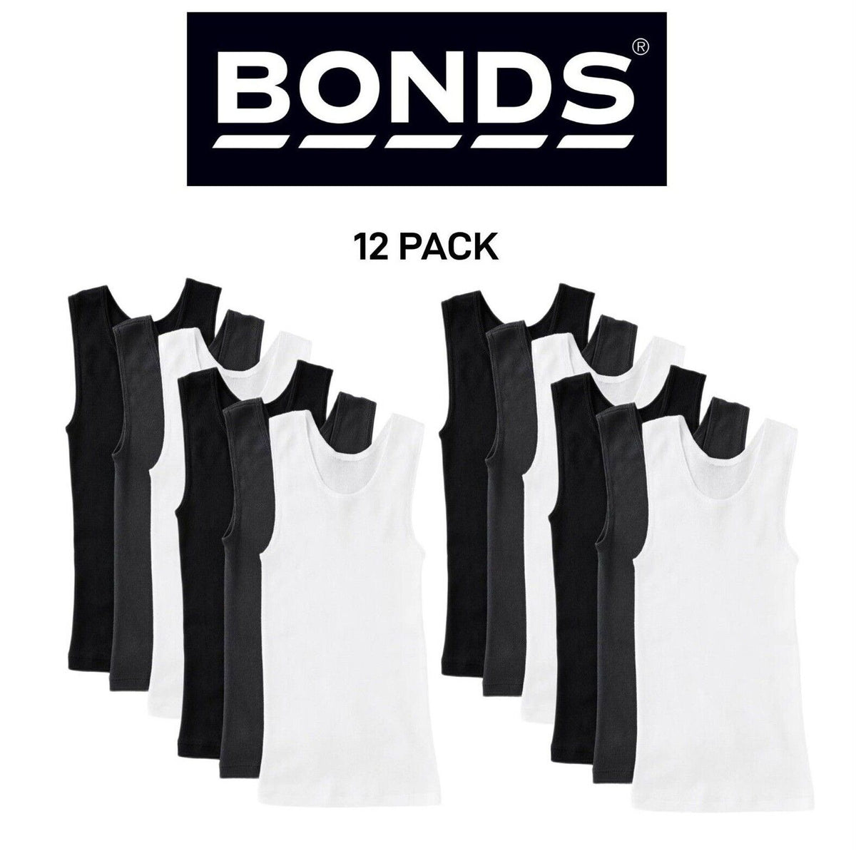 Bonds Boys New Chesty Vest Cotton Singlet Soft Comfort Cotton 12 Pack UYG33A