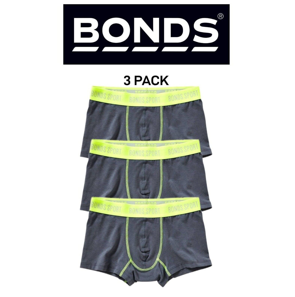 Bonds Boys Sport Cool Wear Undies Underwear Brief Boxer Shorts 3 Pack UY3G1A