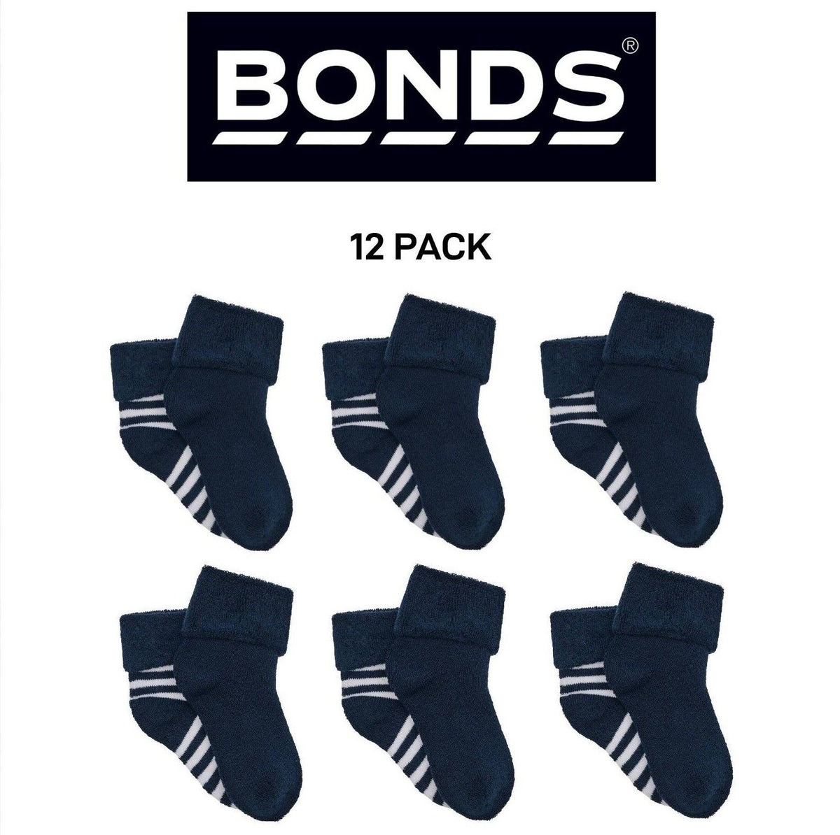 Bonds Baby Wondersock Super Soft Cotton and Durable Comfy 12 Pack R6289T