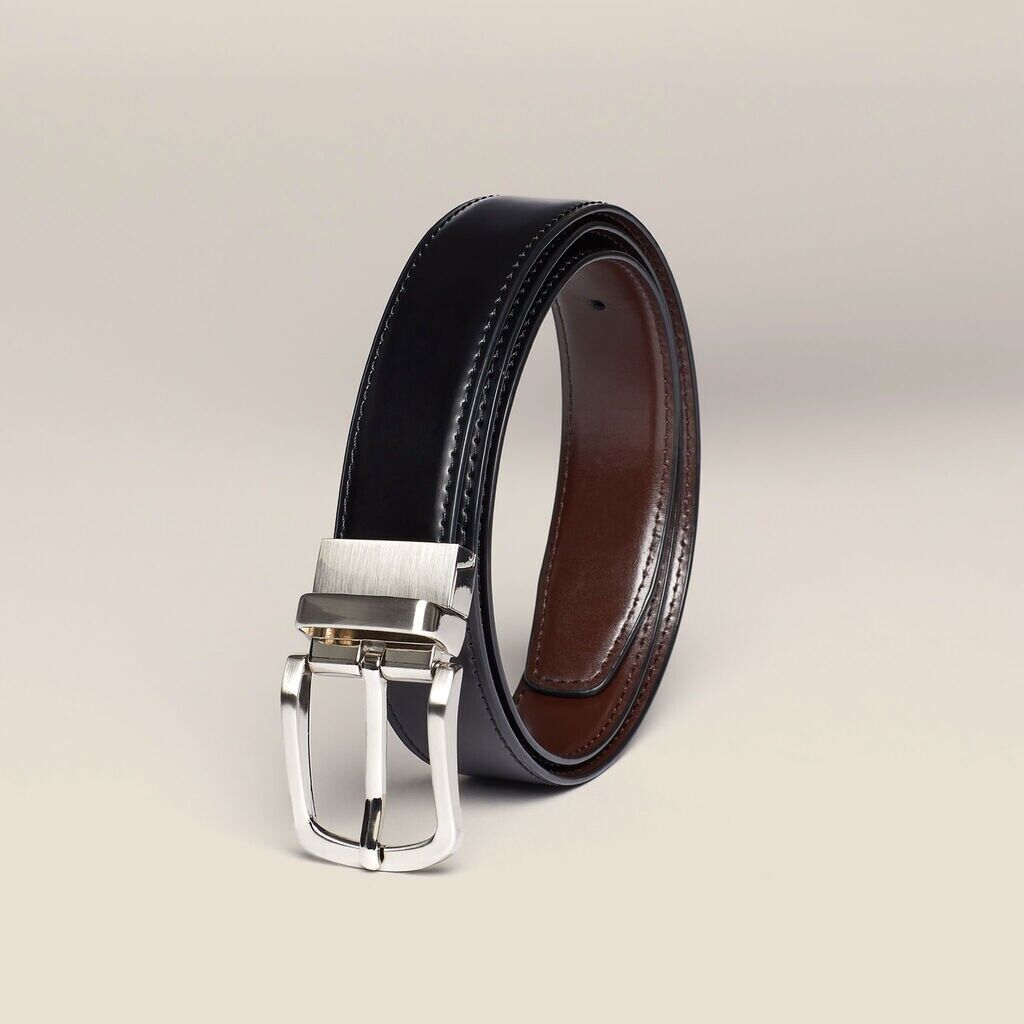 NNT Mens Genuine Leather Reversible Metal Buckle with Clasp Prong Belt CATAXC-Collins Clothing Co