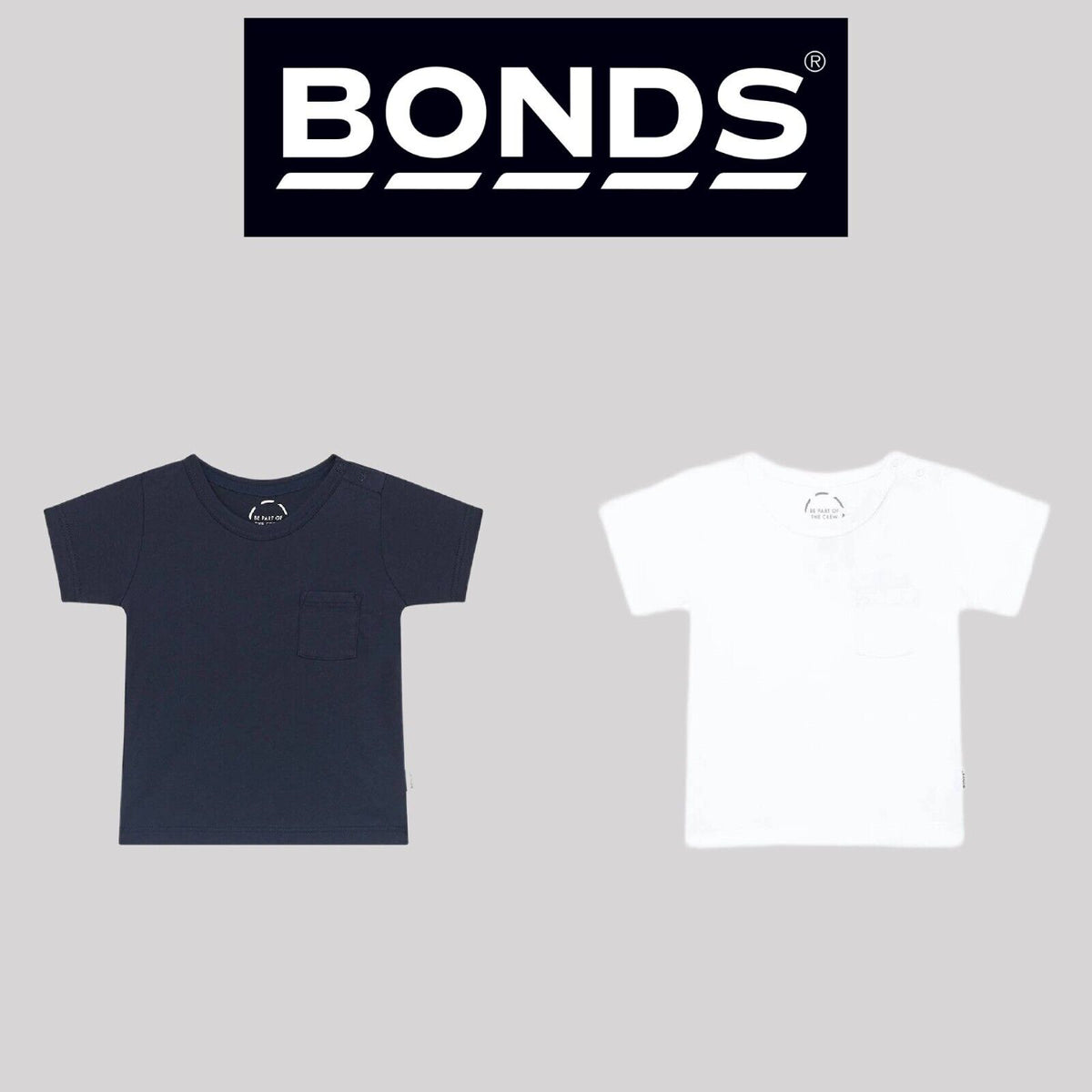 Bonds Baby Short Sleeve Crew Tee Ultimate Lightweight Super Soft Cotton KVRHA