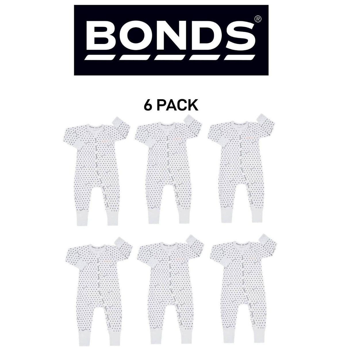 Bonds Baby Wondercool Zip Wondersuit Warmth Two-way Safety Zip 6 Pack BX49A