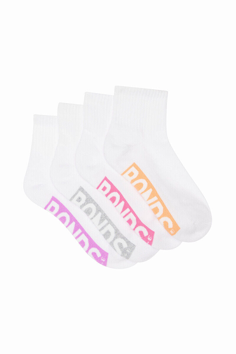 Bonds Kids Logo Light Quarter Crew Socks Comfy Mesh Cooling Zones 8 Pack RXU64W