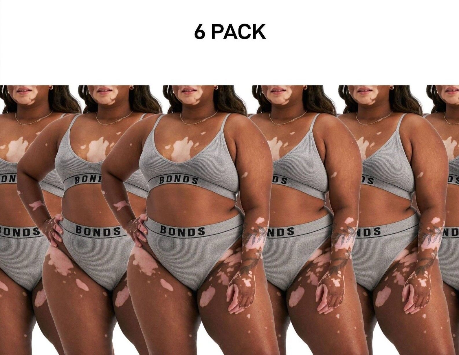 Bonds Womens Retro Rib Seamless Hi Bikini Hi Leg Smooth Stretchy 6 Pack WU8GT