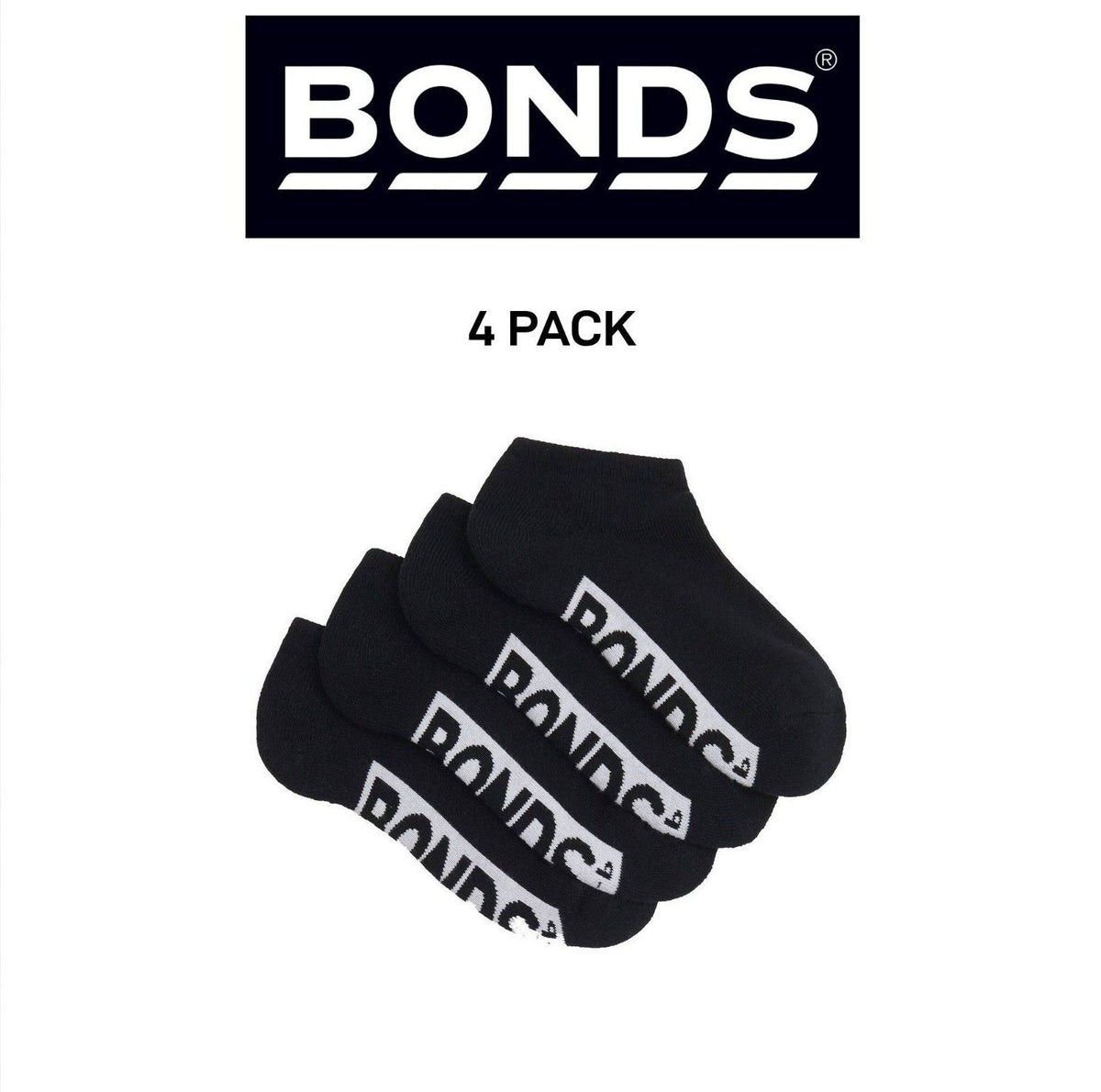 Bonds Kids Logo Cushioned Low Cut Socks Cotton Comfy Cushioning 4 Pack RXTV4W