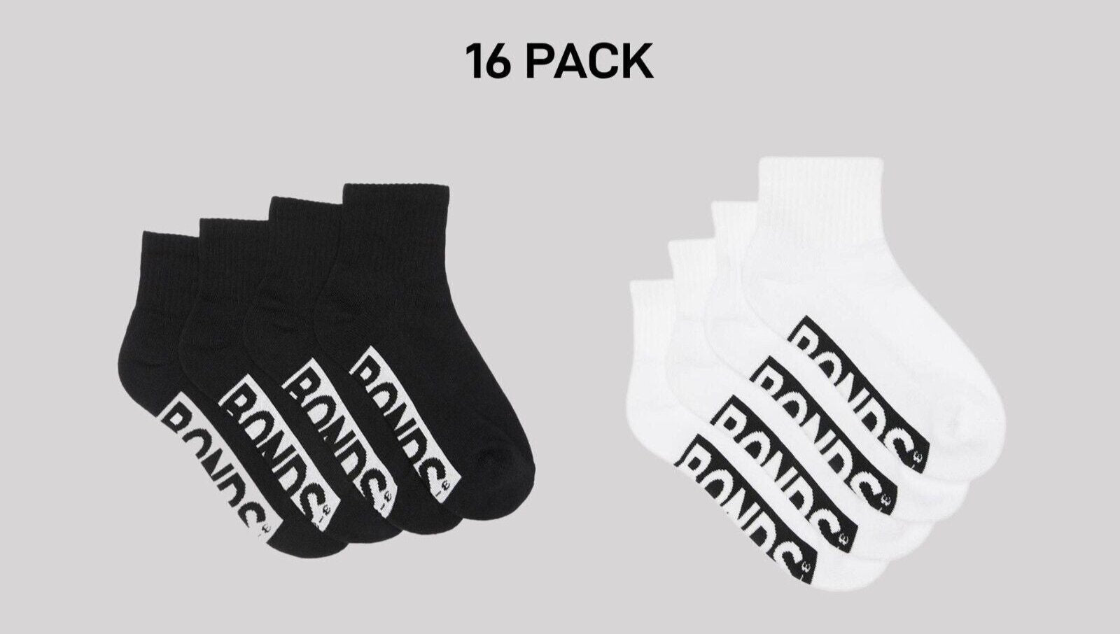 Bonds Kids Logo Cushioned Quarter Crew Sock Thickness & Comfiness 16 Pack RXTW4W