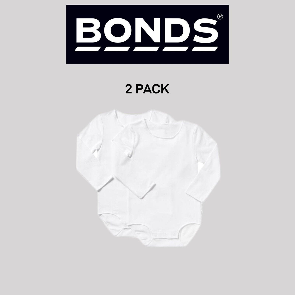 Bonds Baby Wonderbodies Long Sleeve Bodysuit Ultimate Comfort 2 Pack BY4RA