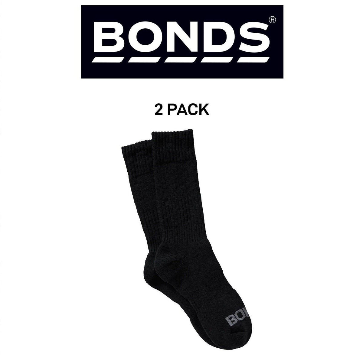 Bonds Mens Cotton Work Socks Durable Comfort and Warmth Fit 2 Pack SYPG2N