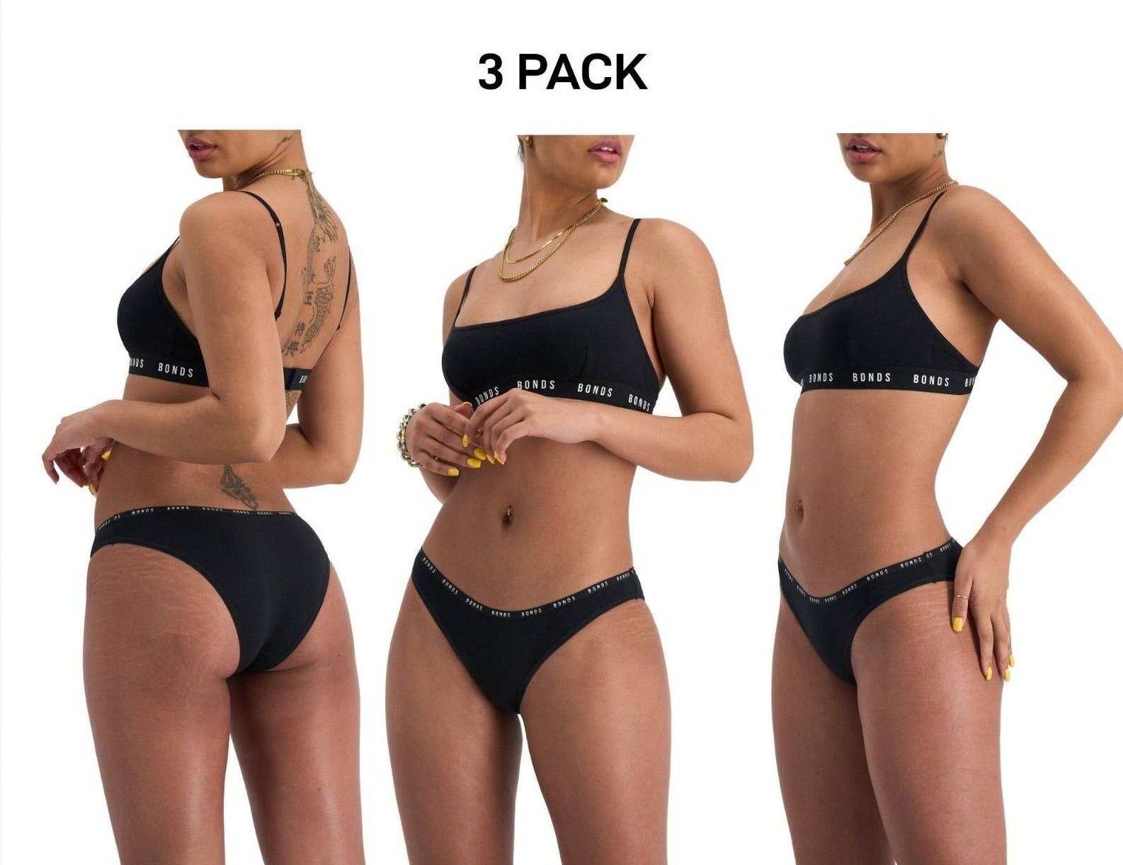 Bonds Womens Icons Kini Soft and Stretchable Flattering Waist Undies 3 Pack WRFM