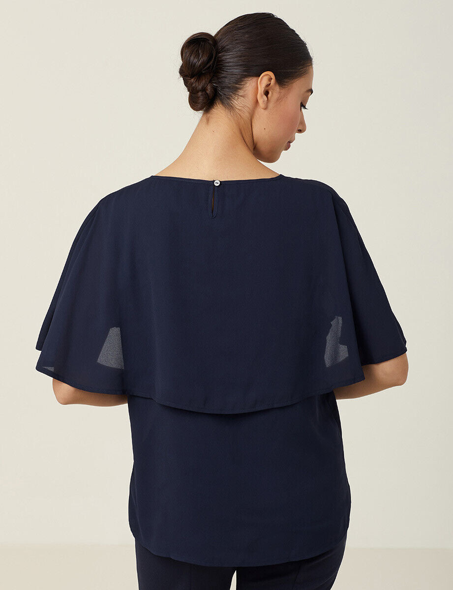 SALE NNT Womens Georgie Cape Short Sleeve Classic Fit Comfortable Blouse CATUKD