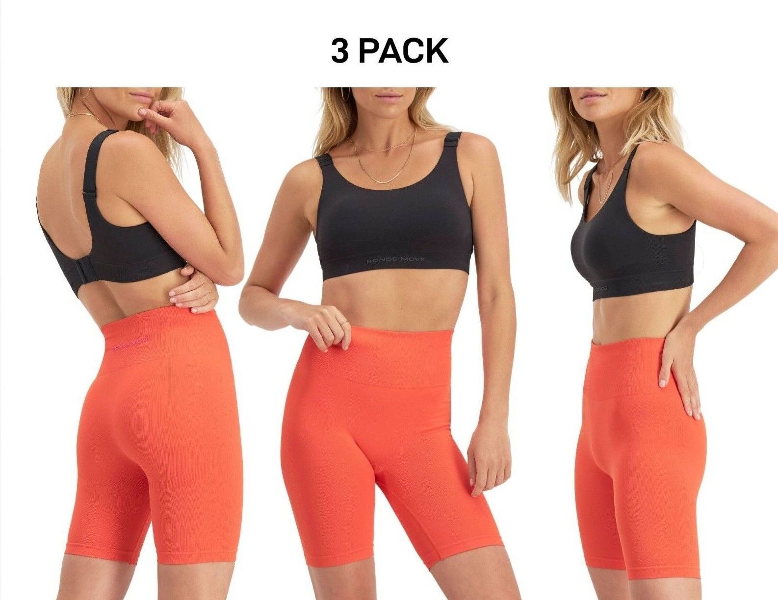 Bonds Womens Move Seamless Bralette High Quality Moisture Wicking 3 Pack CRTDI