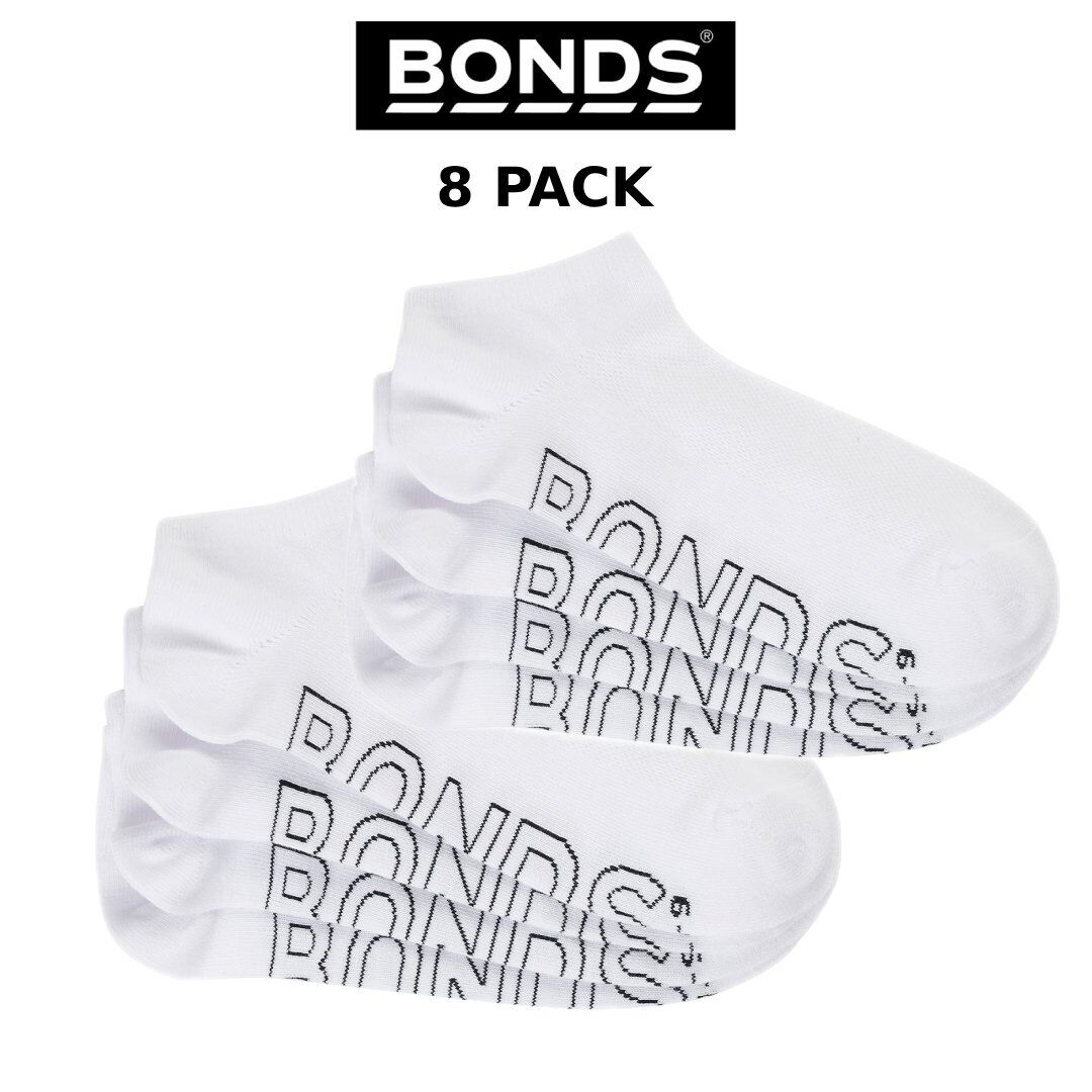 Bonds Men Logo Lightweight Low Cut 8 Pack Mesh Cotton Socks Run Trainer SXN44N