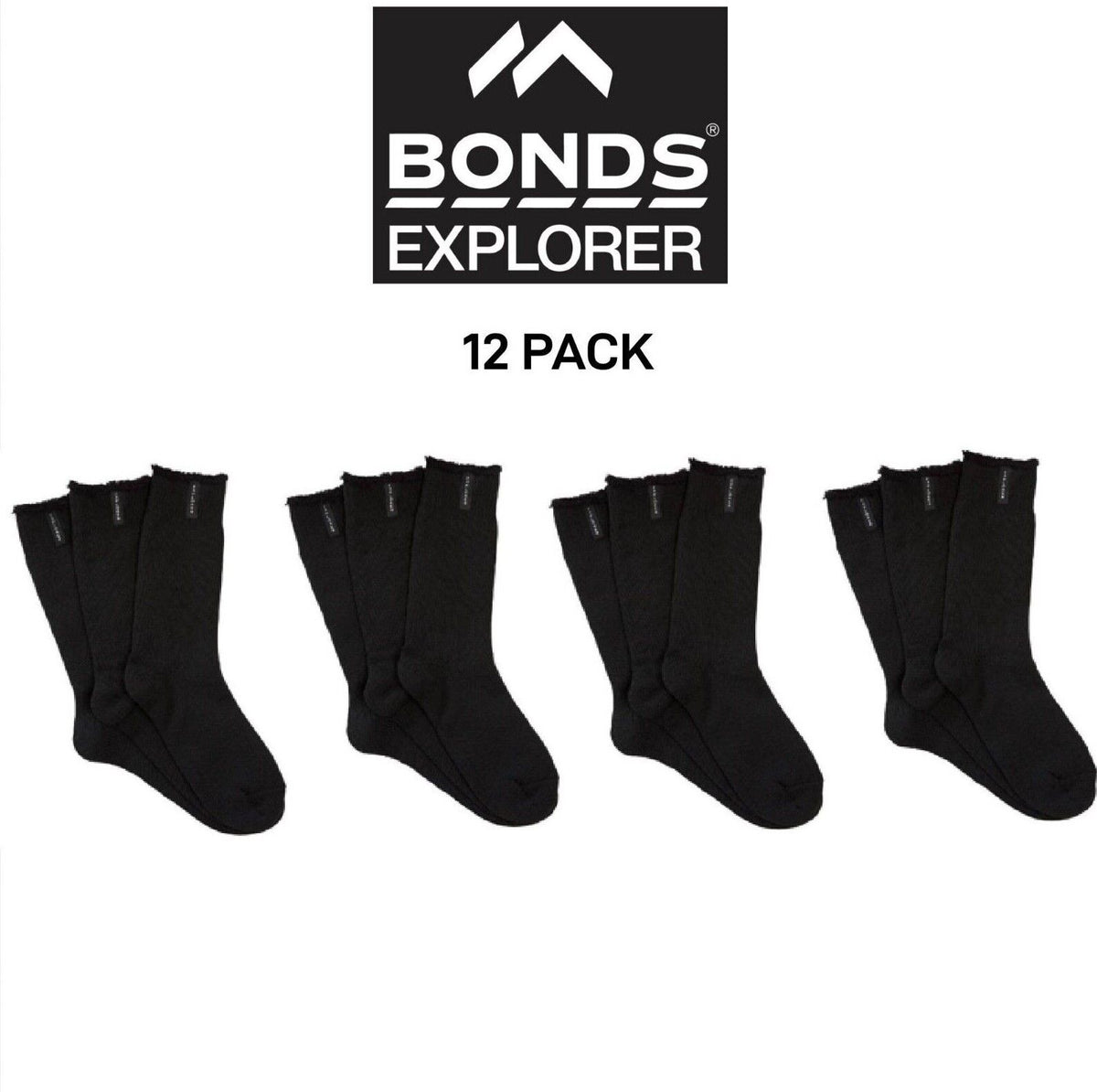 Bonds Mens Explorer Original Wool Crew Socks Comfy Durability 12 Pack SYNW3W