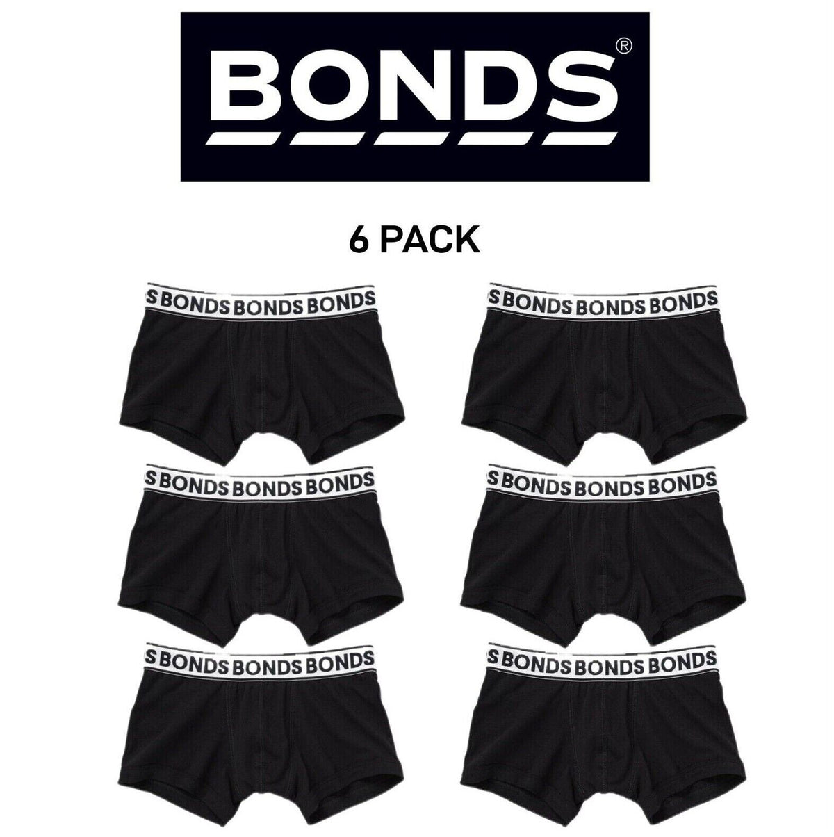 Bonds Boys New Era Fit Trunk Very Soft Comfortable Wide Waistband 6 Pack UYB71A