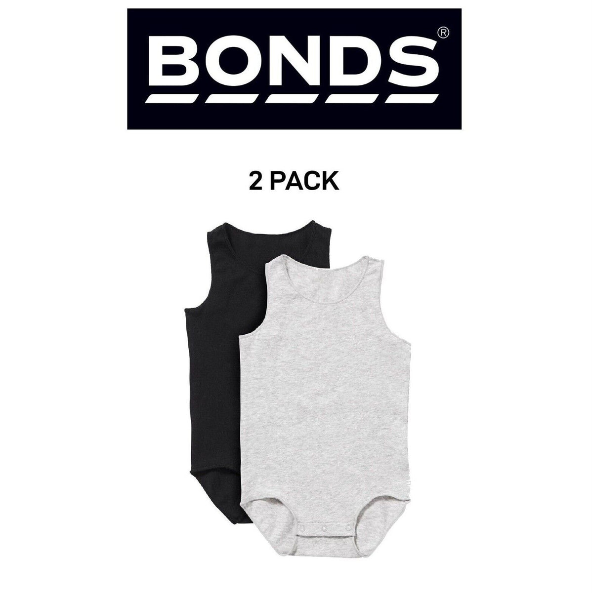 Bonds Baby Wonderbodies Singlet Suit Super Stretchy Cotton Fabric 2 Pack BXW6A