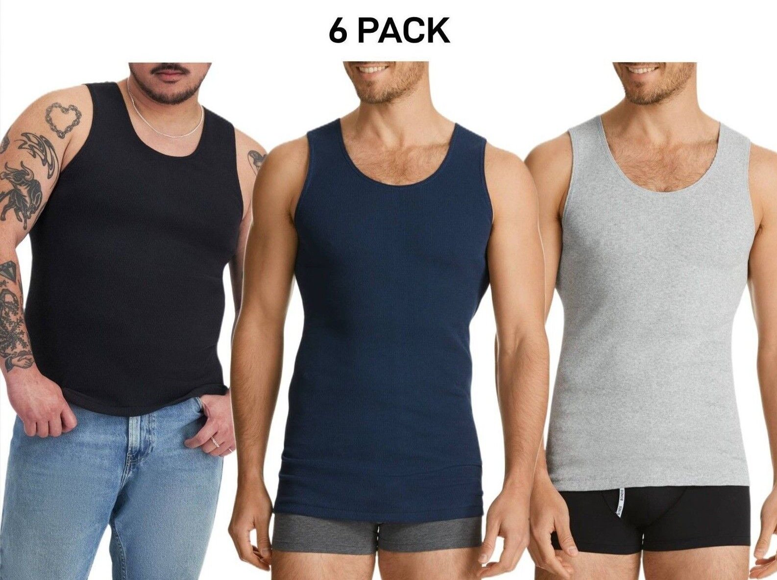 Bonds Mens Chesty Singlets Cotton Side Seamfree Comfortable Fit 6 Pack M757O