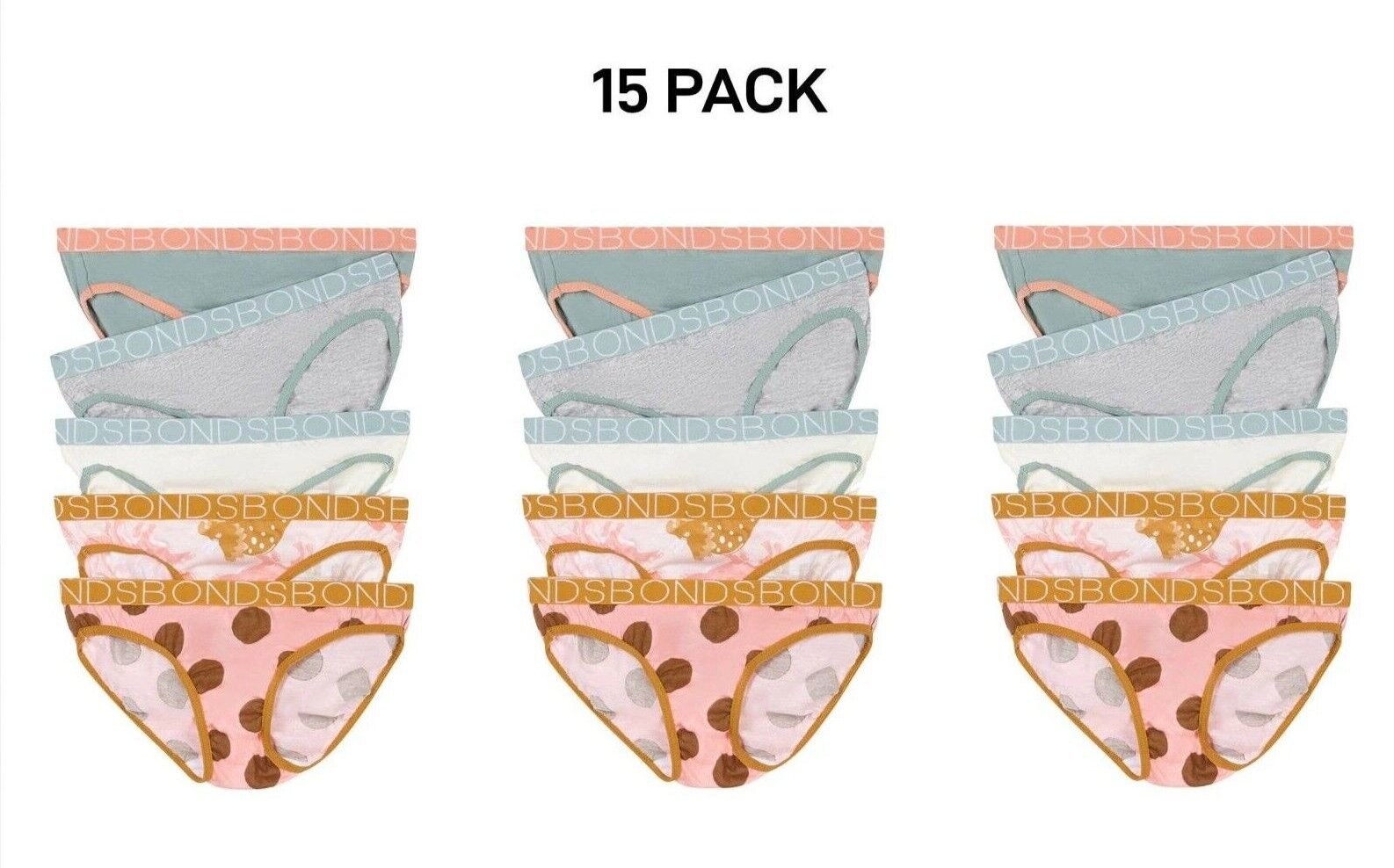 Bonds Girls Bikini Soft and Stretchy Perfect Everyday Coverage 15 Pack UWNV5A