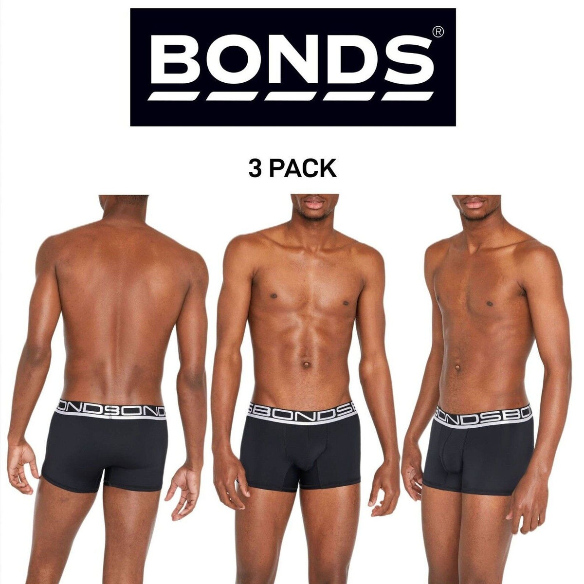 Bonds Mens Active Quick Dry Trunk Better Retention Great Coverage 3 Pack MY7XA