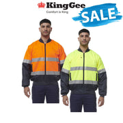 SALE KingGee Mens Hi Vis Reflective Quilted Bomber Work Safety Jacket K55032