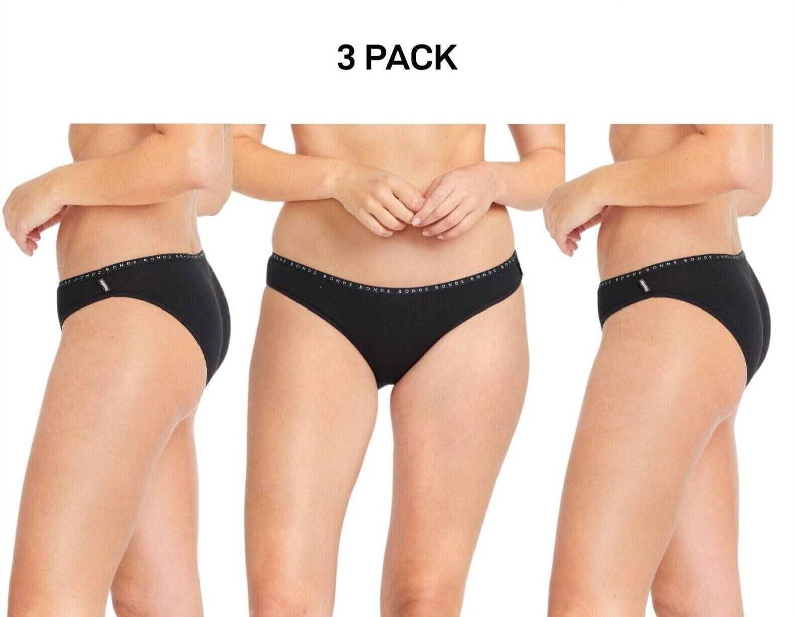 Bonds Womens Hipster Bikini Soft Cotton Low Rise Stretchy Waist 3 Pack WUFNA