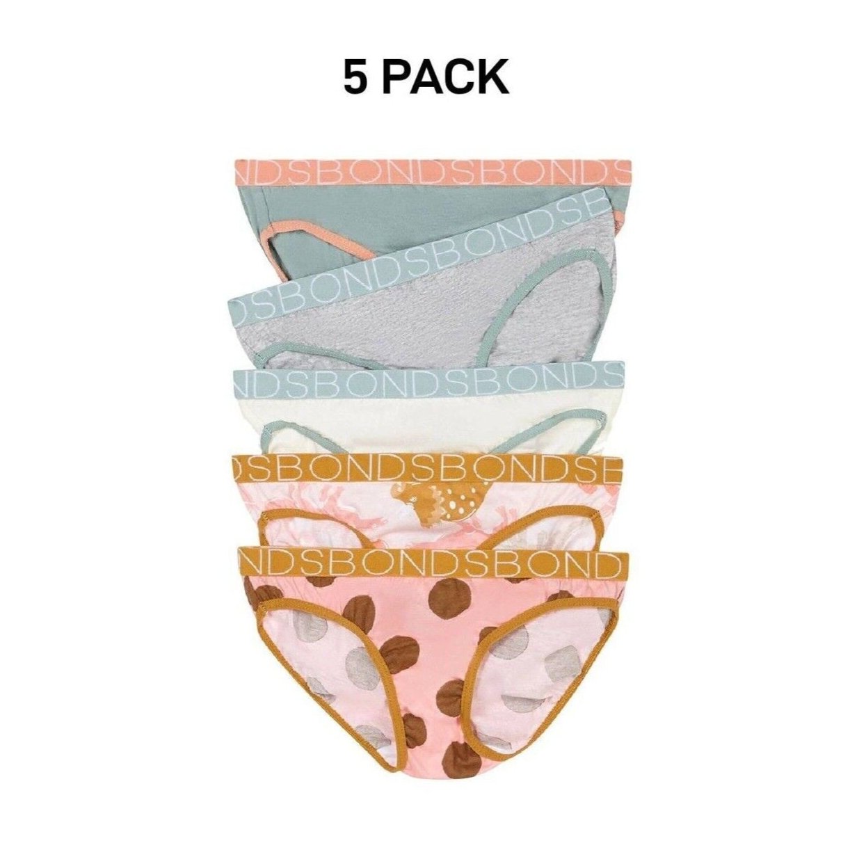 Bonds Girls Bikini Soft and Stretchy Perfect Everyday Coverage 5 Pack UWNV5A