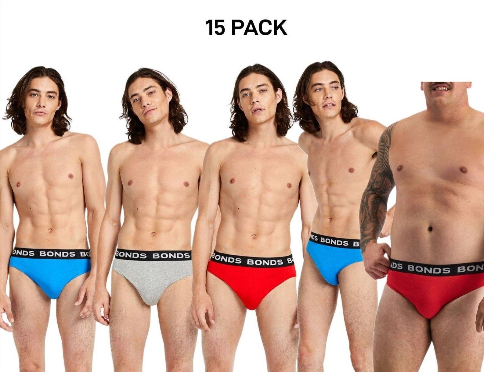 Bonds Mens Hipster Brief  Wide Comfortable Elastic Waistband 15 Pack M8DM5T