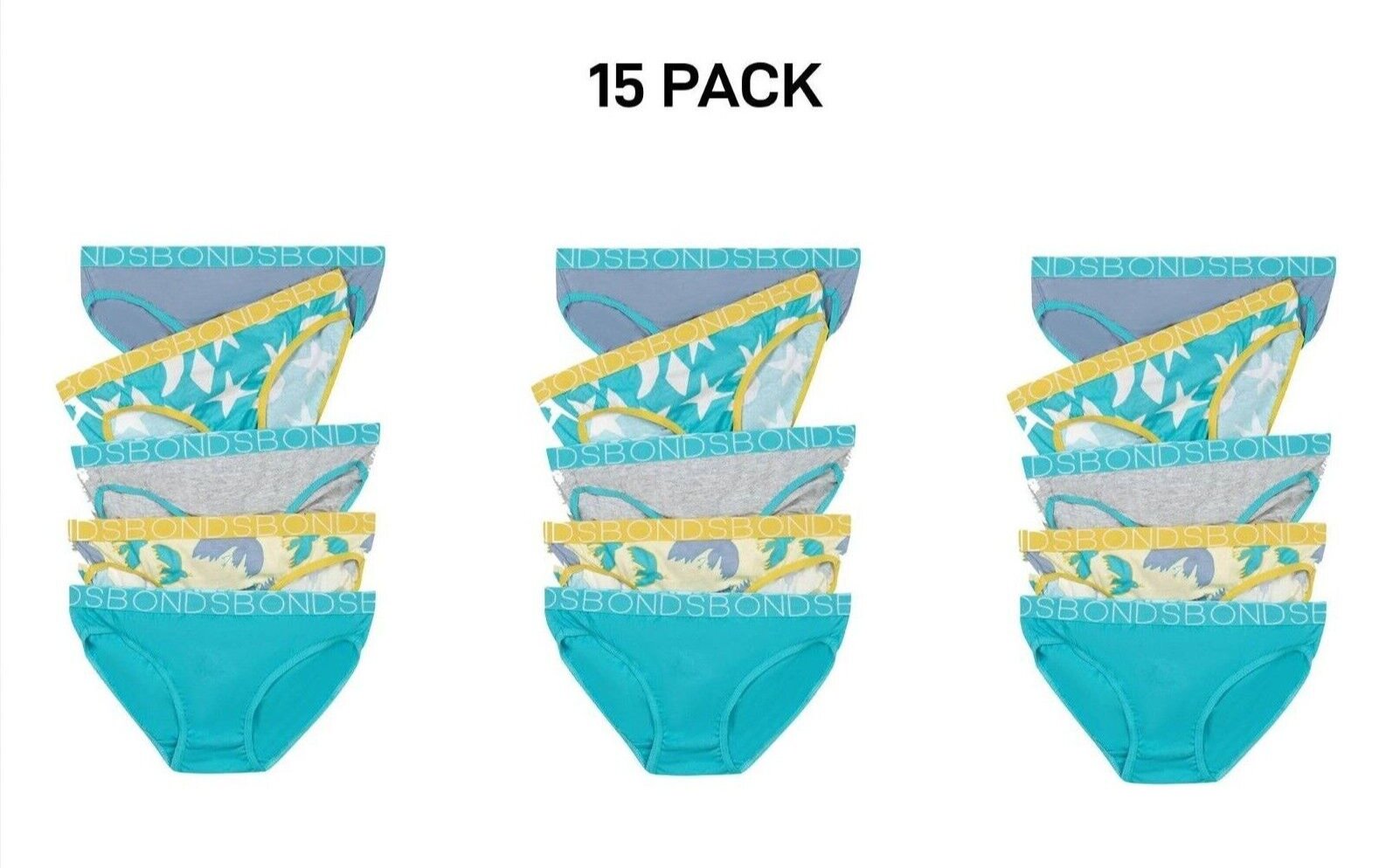 Bonds Girls Bikini Soft and Stretchy Perfect Everyday Coverage 15 Pack UWNV5A