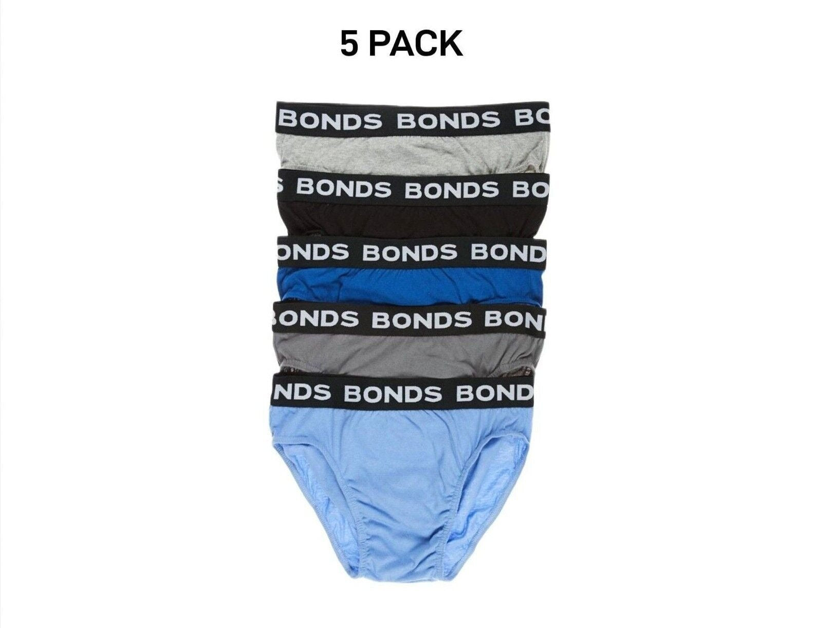 Bonds Mens Hipster Brief  Wide Comfortable Elastic Waistband 5 Pack M8DM5T