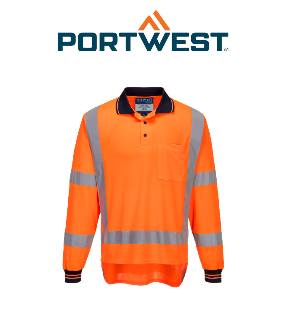 Portwest TTMC Long Sleeve Polo 2 Tone Comfort HiVis Reflective Work Safety TM312