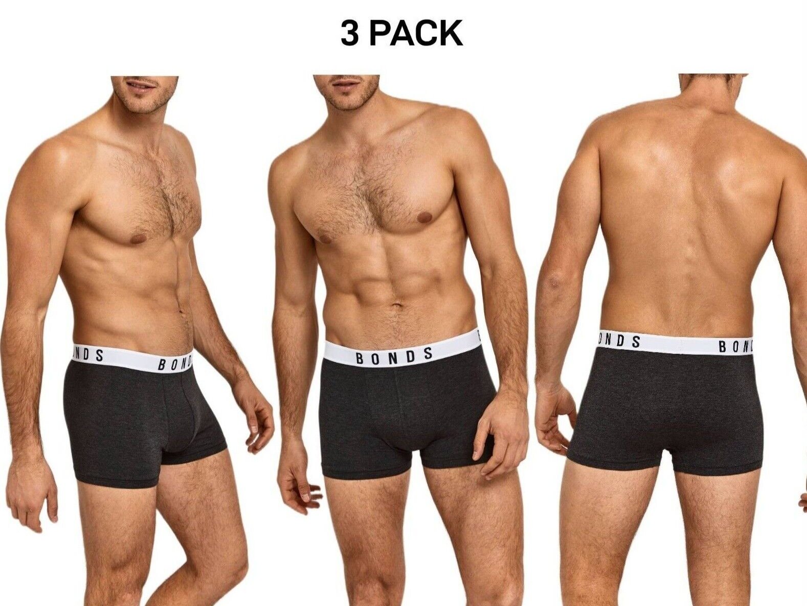 Bonds Mens Originals Trunk Super Soft Flat Seams For Comfier Fit 3 Pack MXULA