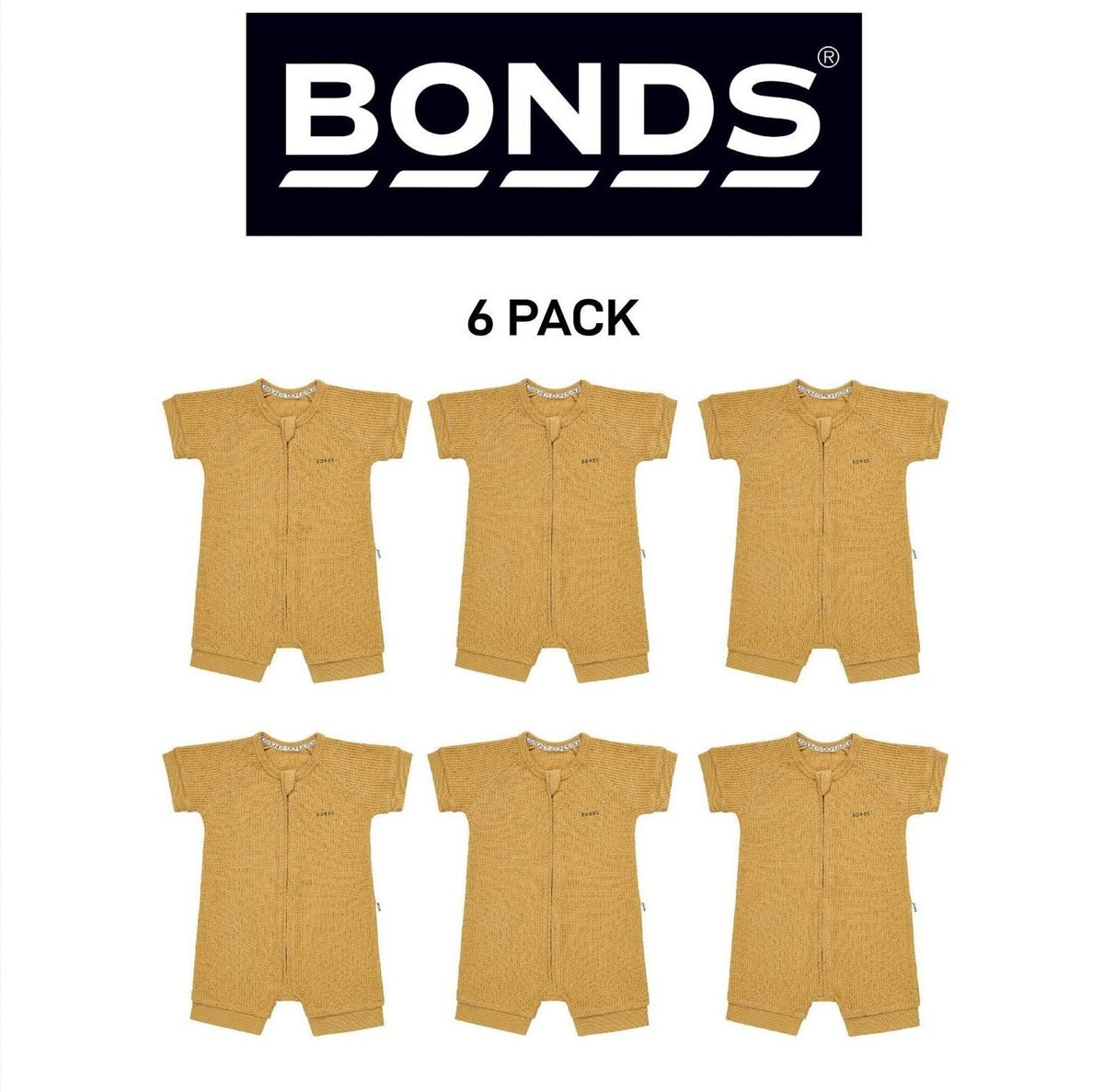 Bonds Baby Waffle Romper Soft Recycled Cotton Stretchy Fabric 6 Pack BWRNA
